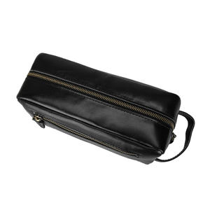 TIDING Borsa da Viaggio per Rasatura in Vera <span class=keywords><strong>Pelle</strong></span> di Vacchetta per Uomo, Grande Capacità, Personalizzabile, Nera, alla Moda - Product Image 3