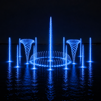 Fontaine musicale extérieure pour lac avec laser LED RGB en acier inoxydable, système de spectacle aquatique commercial IP68 pour parcs et zones scéniques, avec intelligence artificielle