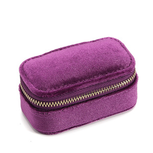 Nouvelle boîte à bijoux de luxe rectangulaire en velours et mini-cuir, faite à la main, imprimée, avec fermeture éclair, pour emballage cadeau, portable et de voyage - Product Image 6