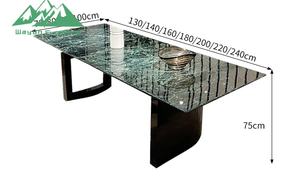 Juego de Mesa de Comedor de Piedra Sinterizada Verde de Lujo Wayon, Superficie de Mármol Sintético Brillante, Base de Pedestal Negro, Muebles de Cocina - Product Image 6
