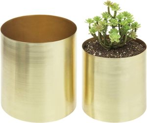 Ensemble rond de jardinières et de vases en fer plaqué or pour décoration de jardin de différentes tailles et modèles - Product Image 1