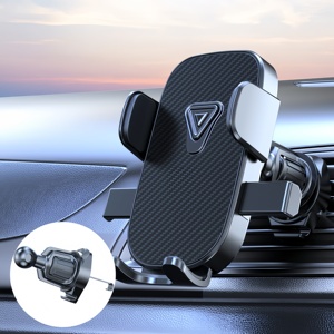 Support de téléphone portable noir avec capteur de gravité, fixation sur grille d'aération, rotatif à 360 degrés, universel, à clipser, verrouillage automatique, GPS - Product Image 4