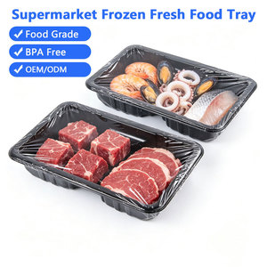 Bandeja de Plástico Desechable Termosellable de PP Negro de Grado Alimenticio para Supermercados, Carne Fresca, Mariscos, Alimentos Congelados, Impresión Personalizada - Product Image 1