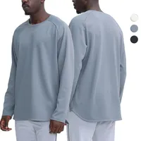 पॉलिएस्टर सांस त्वरित सूखी जिम शर्ट लंबी आस्तीन ठोस रंग हे गर्दन बास्केटबॉल पुरुषों शर्ट अवकाश पुरुषों खेल Sweatshirts