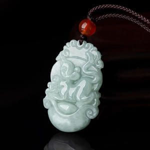 Pendentif en jadéite naturelle UNISEXE vert clair, douze animaux du zodiaque, style chinois, design original, cadeau avec certificat d'évaluation SX08 - Product Image 3