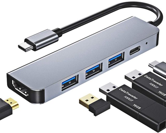 Thunderbolt 5 Port Type C Usb c Hub for Laptops/macbook/mac Mini M1/galaxy Book Pro Accessories