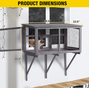 耐用实木猫窗，带沥青防水屋顶旋转猫门，用于户外使用箱包装 - Product Image 2