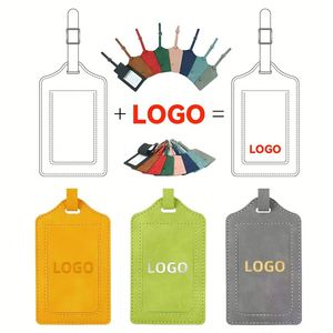 Étiquette de bagage en cuir PU épaissi avec boucle métallique, logo personnalisé, rabat horizontal ou vertical, accessoire de voyage imperméable - Product Image 3