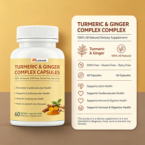 Cápsulas de Cúrcuma y Jengibre, 100% Naturales, Sin GMO, Sin <span class=keywords><strong>Gluten</strong></span>, 60 Unidades, Marca Privada - Product Image 3