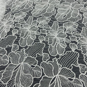 Fleurs paillettes tissu Polyester Spandex matériau extensible paillettes brillantes pour mariage transparent pour robe de bal robe de soirée Costume - Product Image 2