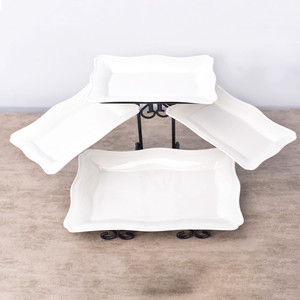 Assiettes en céramique à trois étages, à bord ondulé, en fer forgé, pour fruits et pâtisseries, vente en gros d'usine, personnalisables, très demandées - Product Image 2
