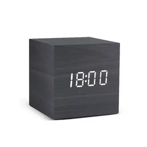 LED orologio in legno sveglie digitali orologi da tavolo da tavolo controllo vocale elettronico Display della temperatura Despertador Home Decor