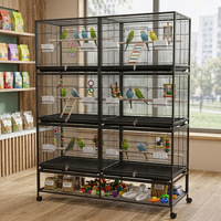 Cage d'élevage pour perroquets sur mesure, à trois niveaux, empilable, extra-large, avec roues universelles mobiles, modèle 012