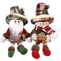 Nouveauté transfrontalière : Pendentifs de Noël en tissu, figurines de poupées de dessin animé, Père Noël, Bonhomme de neige, mini sapin de Noël à carreaux