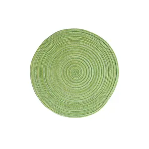 Tapetes redondos de poliéster ecológicos para restaurantes, almofadas de tecelagem semi-artesanal nórdica antiderrapante de alta qualidade, fáceis de usar