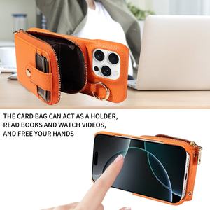 Étui en cuir PU+TPU avec blocage RFID OEM avec porte-cartes Portefeuille en cuir Étui de téléphone pour iPhone 17 17 Pro 17 Pro Max A-2634 - Product Image 2