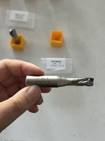 Fraise droite en spirale diamantée PCD à queue de 1/2 pouce, 1+1 cannelures, pour fraisage de compression et de dégrossissage, pour le travail du bois CNC