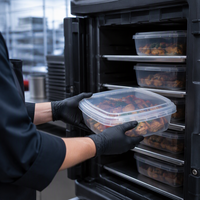 Conteneur alimentaire en PP en gros 500 ml avec couvercle, boîte repas jetable pour la restauration, compatible congélateur et micro-ondes, approvisionnement en vrac direct usine