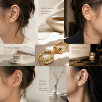 Manchette d'oreille féerique de luxe en argent sterling 925, sans perçage, plaqué or 18 carats, avec chaîne en zircon, pour femme