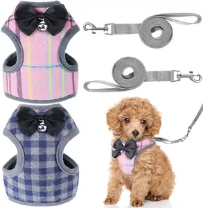 Harnais sans traction personnalisé pour animaux de compagnie, gilet et laisse en Nylon doux, solide et réglable pour petits chiens et chats