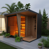 Sauna à vapeur en cèdre rouge sur mesure pour 4 personnes, combinaison douche-sauna pour extérieur