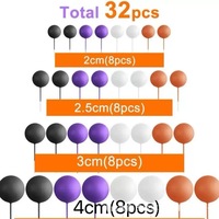 32 pièces/sac Décoration de gâteau Fausses boules 2cm 2,5cm 3cm 4cm Boules en mousse décoratives brillantes mates mélangées pour la décoration de gâteaux