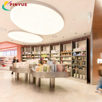 Meubles de magasin de soins de la peau sur mesure, vitrine de magasin de maquillage, armoire en bois, design d'intérieur de boutique de cosmétiques, table de présentation de parfum à LED