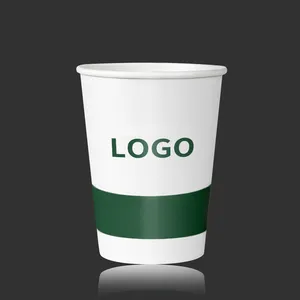 Toptan özel baskı logo eko biyobozunur suyu süt çay içecekleri kahve kalınlaşmış tek kullanımlık sıcak kağıt kupa kılıfı kapaklı