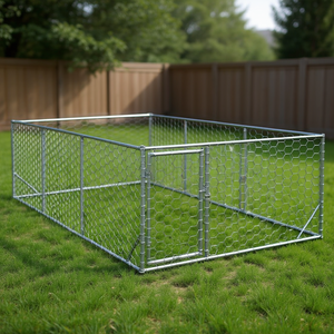 Grande Recinto per Cani da Esterno in Acciaio Zincato, Gabbia per Animali Domestici Rettangolare con Chiusura, Adatta a Tutte le Stagioni - Product Image 2