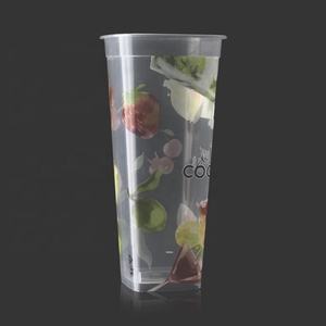 Gobelet à salade de fruits en plastique PP de forme carrée avec fourchette, gobelets jetables transparents écologiques à offrir - Product Image 3