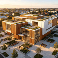 Bâtiment de bureaux préfabriqué en structure acier à assemblage rapide, bloc commercial multi-étages isolé, conception personnalisée OEM