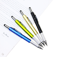 BECOL Promotionnel 6 en 1 Multi-Fonction Outil Stylos Coloré Tech Outil Stylo En Plastique Stylet Stylo À Bille Avec Niveau et Tournevis