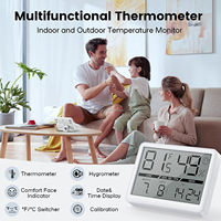 Termometer daya baterai jam Digital kecil, pengukur kelembapan magnetik Akurasi Tinggi