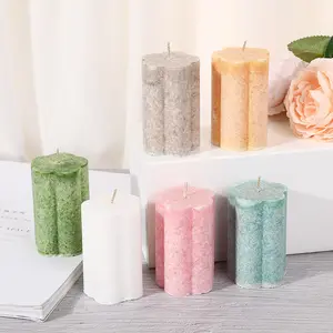 Wedding 5cm*7.5cm Church Cylindrical Fragrance Candle Handcrafted Smokeless Ice Pillar Snowflake Candle