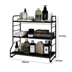 Customizable 3-Tier Black Metal Countertop <b>Storage</b> <b>Rack</b> Adjustable for <b>Kitchen</b> Living Room Factory's Freestanding <b>Storage</b> - Product Image 6