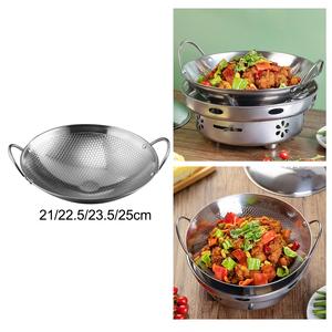 Fondo rotondo martellato a mano 7 pollici in acciaio inox antiaderente Wok padella manico in legno padella per cucina del ristorante per alberghi - Product Image 2