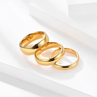 Cincin pasangan 2 4 6 mm baja tahan karat 18K cincin pernikahan berlapis emas untuk pria wanita pria