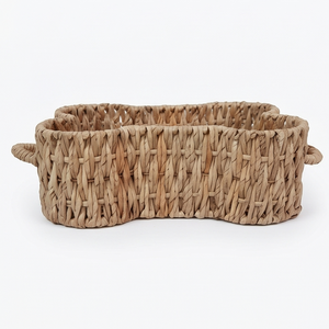 Panier de rangement tressé en forme d'os pour chien avec poignées, boîte de rangement en osier naturel pour jouets d'animaux, plateau pour chiens - Product Image 2