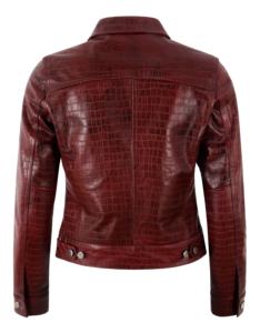 Custom 100% Genuine Dark <b>Red</b> <b>Croc</b> Printed Nappa Leather Women’s Waistcoat Fashion Color Private Label OEM Modern Classic Style - Product Image 4
