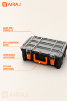 Boîtes à outils AIRAJ, boîtes à outils professionnelles multi-compartiments pour pièces détachées, avec couvercle transparent, fermeture à double loquet