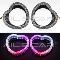 Anneau LED Halo en forme de cœur en cristal acrylique à changement de couleur RVB avec contrôle par application mobile pour la modification des phares de voiture