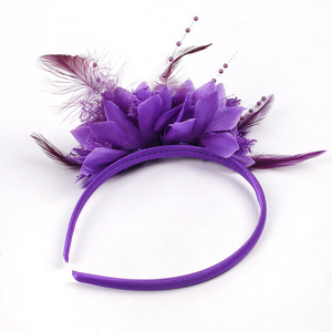 Serre-tête Fascinator pour Fête du Thé, Bal de Promo, Mariage, Accessoire de Cheveux, Coiffe, avec Fleurs Colorées, Plumes et Voile - Product Image 5