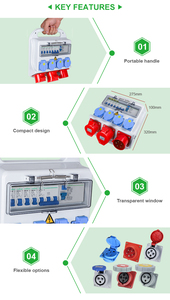 Caja de Distribución de Energía Personalizable IP44 ABS Impermeable, Caja de Tomacorrientes Industrial para Suministro de Energía Temporal en Obras de Construcción - Product Image 2