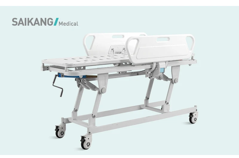 SKB038-2 SAIKANG Wholesale Metal Simple Foldable Emergency Ambulance Hospital Patient Stretcher Trolley
