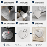 Strass-Haustier-ID-Anhänger aus Edelstahl, Herz, Knochen, rund, lasergraviert, Kristall-Bling-Halsband für Hund und Katze, individuell anpassbar, DIY-Namensschild, kostenlose Probe