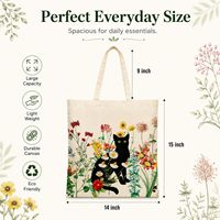 Tas Tote Kanvas Black Cat 280-320 Gsm 12 oz 16oz, Tas Katun Duck 18oz 24 oz Bordir Custom dengan Saku Resleting