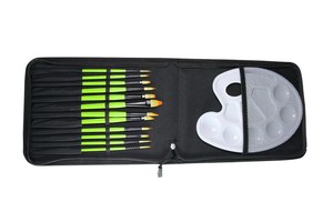 Juego de pinceles de pintura de artista, Kit de paleta de pinceles, bandejas de pintura y juego de pinceles con 1 Uds. Paletas de bandeja de plástico para acuarela, - Product Image 6