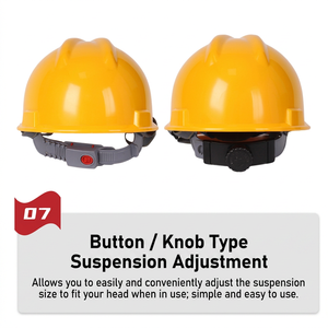 Casque de sécurité jaune en HDPE sans visière, suspension à bouton, réglable, pour travaux de construction - Product Image 3