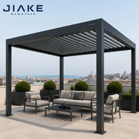 Pergola motorisée en aluminium gris anthracite JIAKE pour terrasse sur le toit, salon extérieur et espace thé