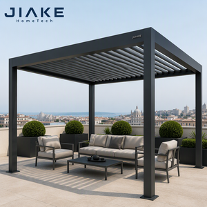 Pérgola Motorizada de Aluminio con Revestimiento de Lamas en Gris Antracita JIAKE <span class=keywords><strong>para</strong></span> Terraza en Azotea, Área de Descanso y Té al Aire Libre - Product Image 2